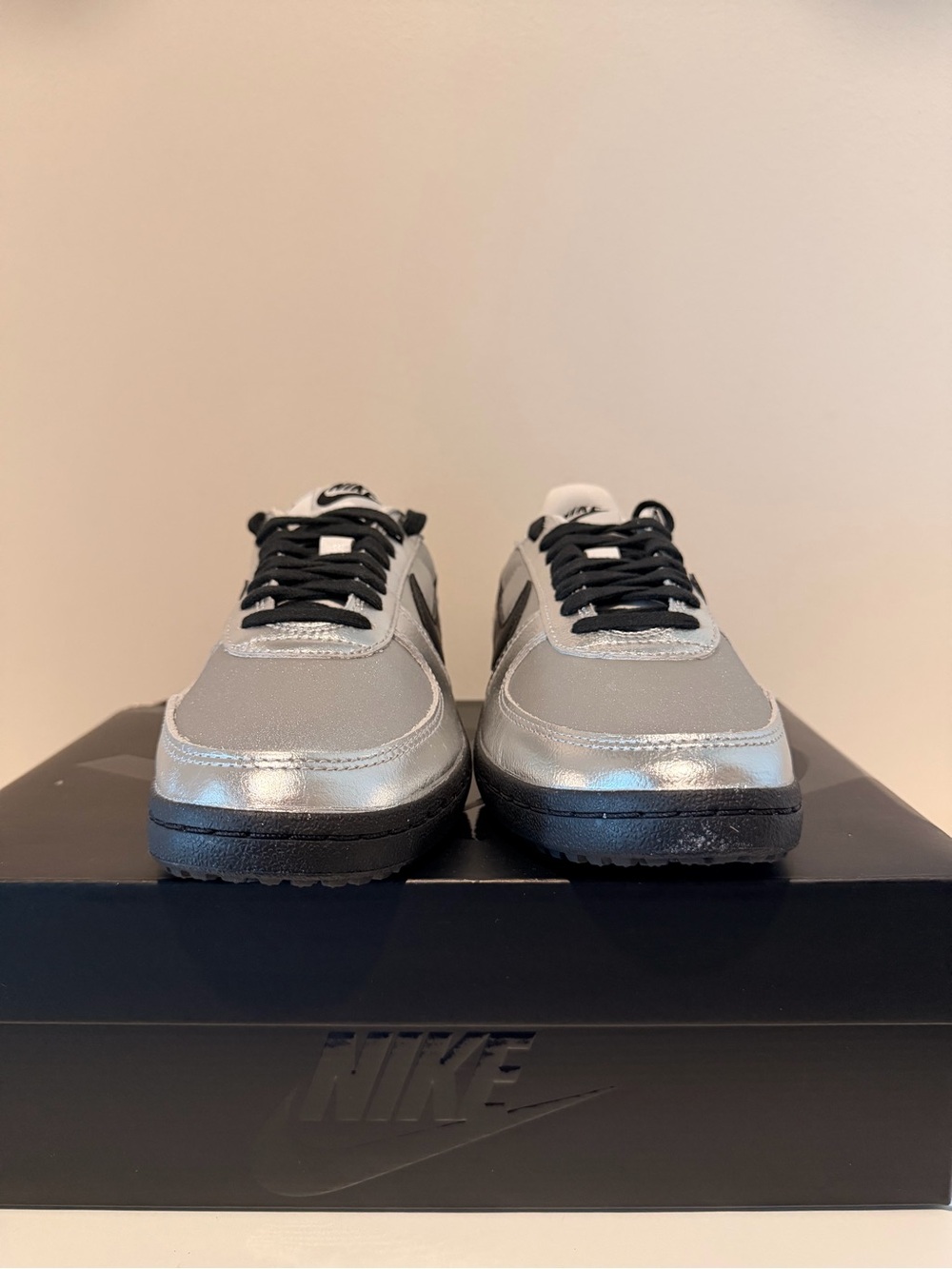 Nike Womens Field General Metallic Silver and Black Sneakers - Picture 8 of 15